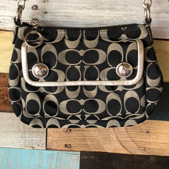 Silver and black Coach crossbody - Picture 2 of 2